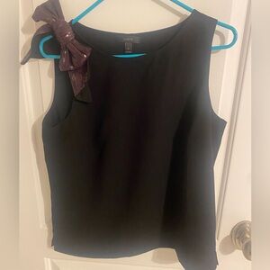 J Crew Black Blouse with Sequin Bow in Shoulder